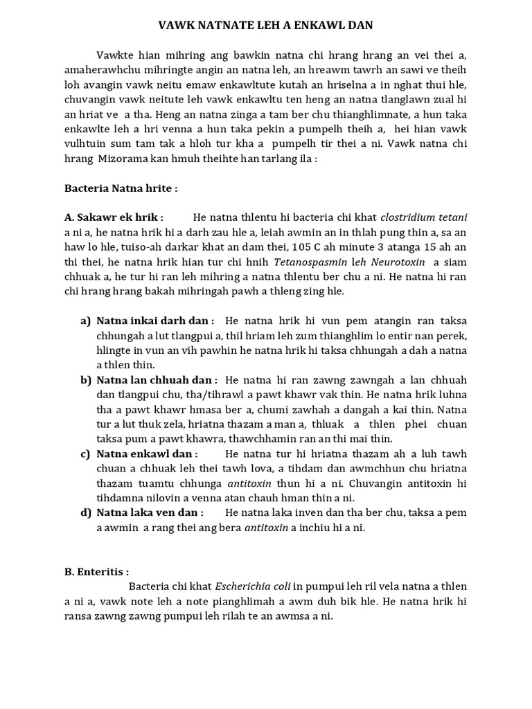 Vawk Natna Leh Enkawl Dan | PDF