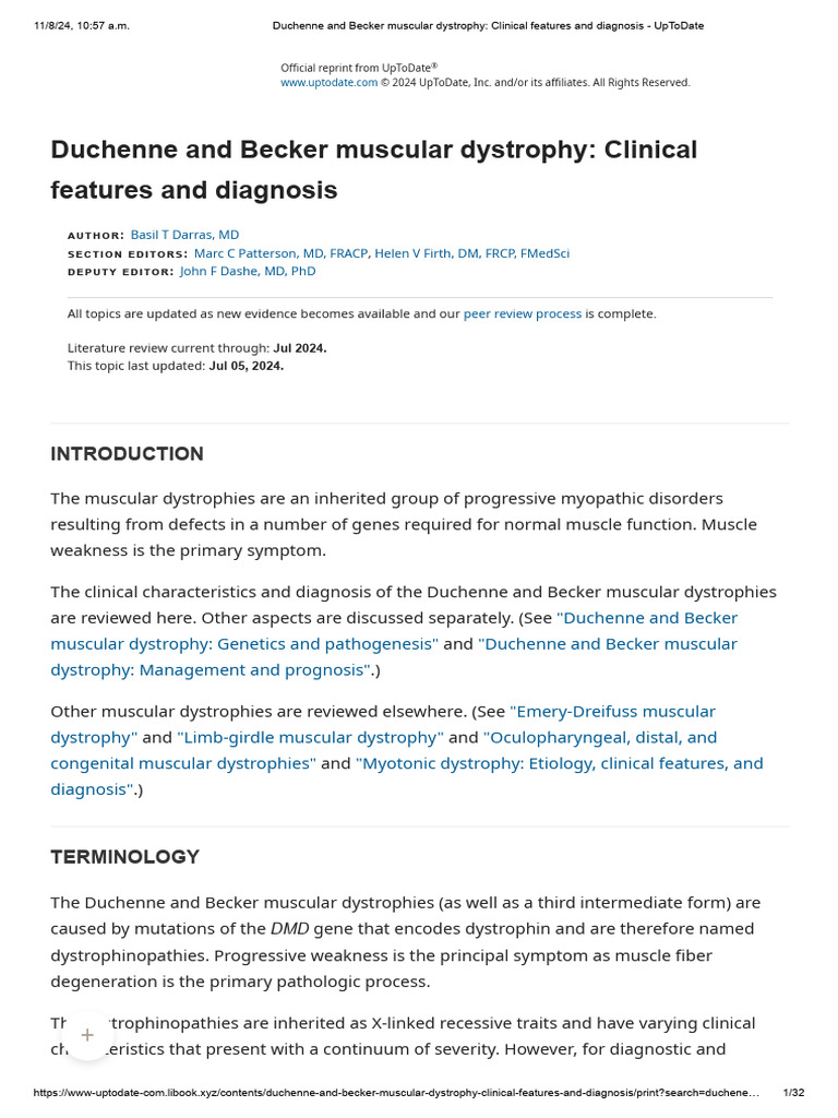 Duchenne and Becker Muscular Dystrophy - Clinical Features and ...