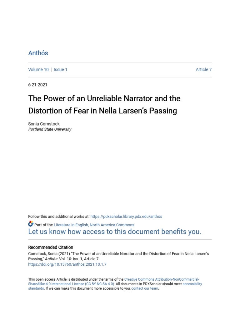 The Power of An Unreliable Narrator and The Distortion of Fear in | PDF