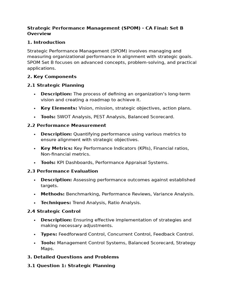 SPOM CA Final Set B Overview Guide | PDF | Performance Indicator | Business