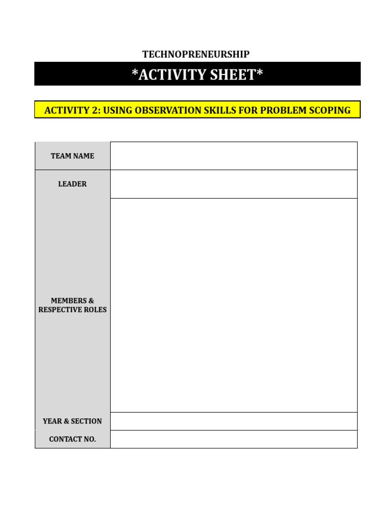 Technopreneurship Observation Activity | PDF | Art