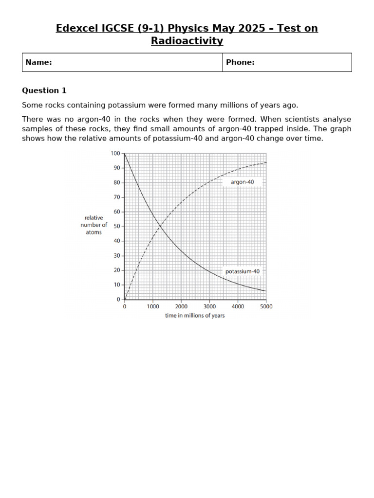 Class 10 Physics Test 2 - Radioactivity (Unit) | PDF | Social Science ...