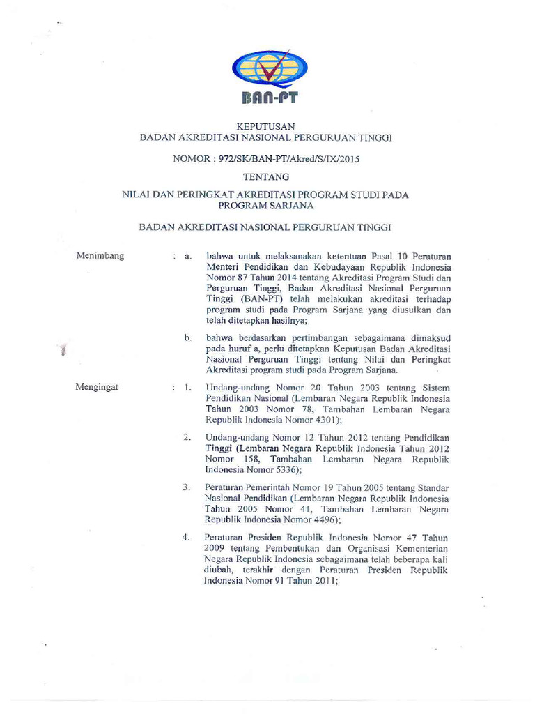 Sertifikat akreditasi perguruan tinggi pdf