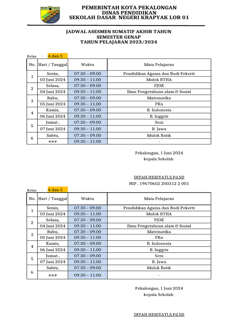 Jadwal Asat T A 2023 2024 Pdf