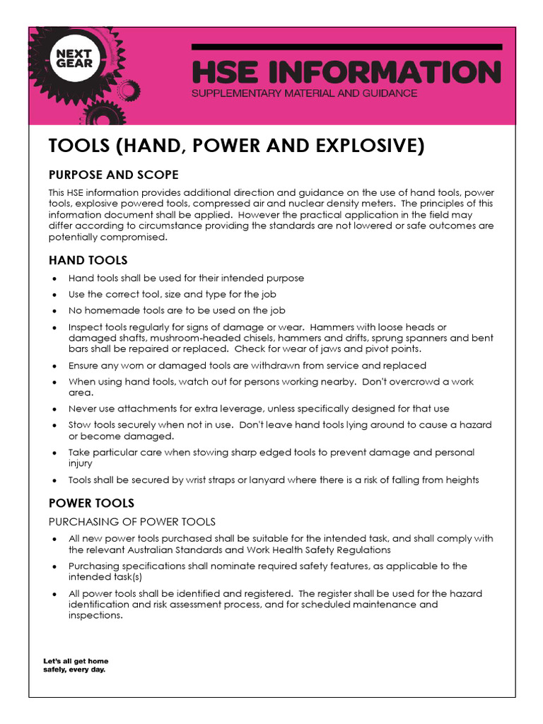 HSE Information Tools Hand Power Explosive | PDF