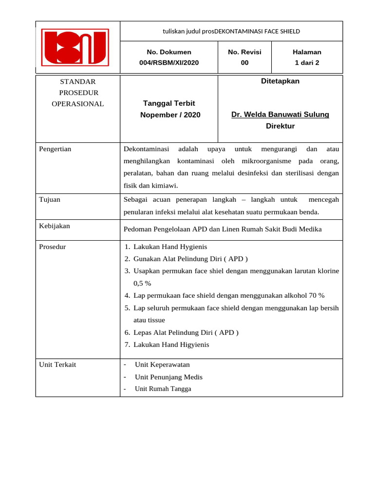 Spo Dekontaminasi Face Shield | PDF
