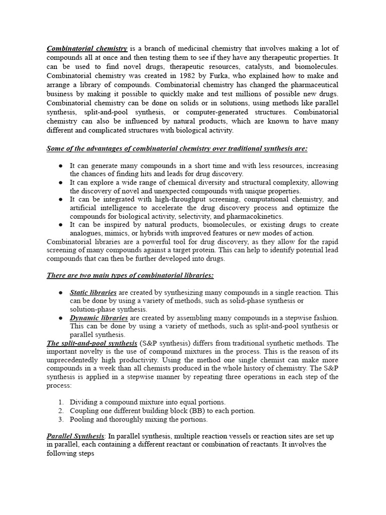 Combinatorial Chemistry - Docx 1 | PDF