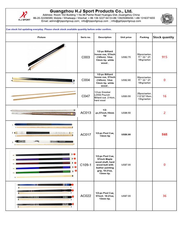Pool Cue Types and Pricing Overview | PDF | Cue Sports | Pool (Cue Sports)