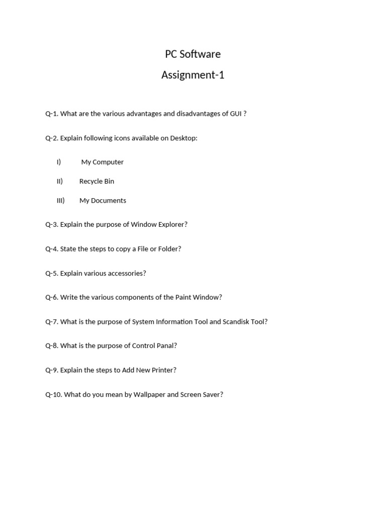 PC Software - Assignment 1 | PDF