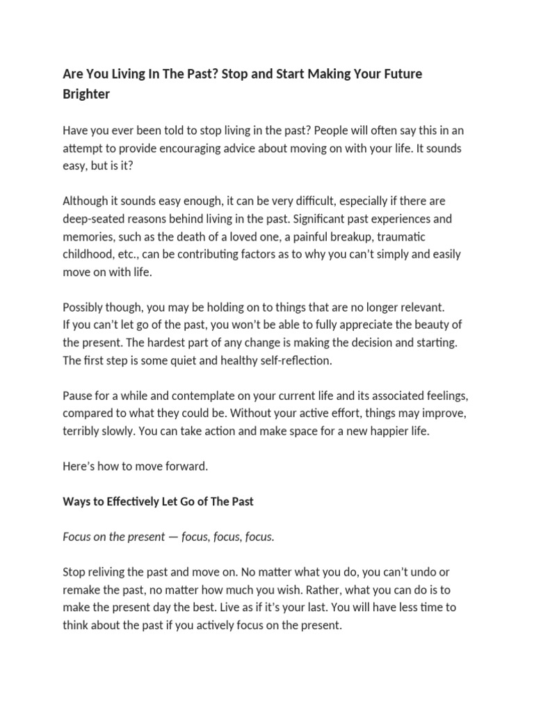 Are You Living in The Past | PDF