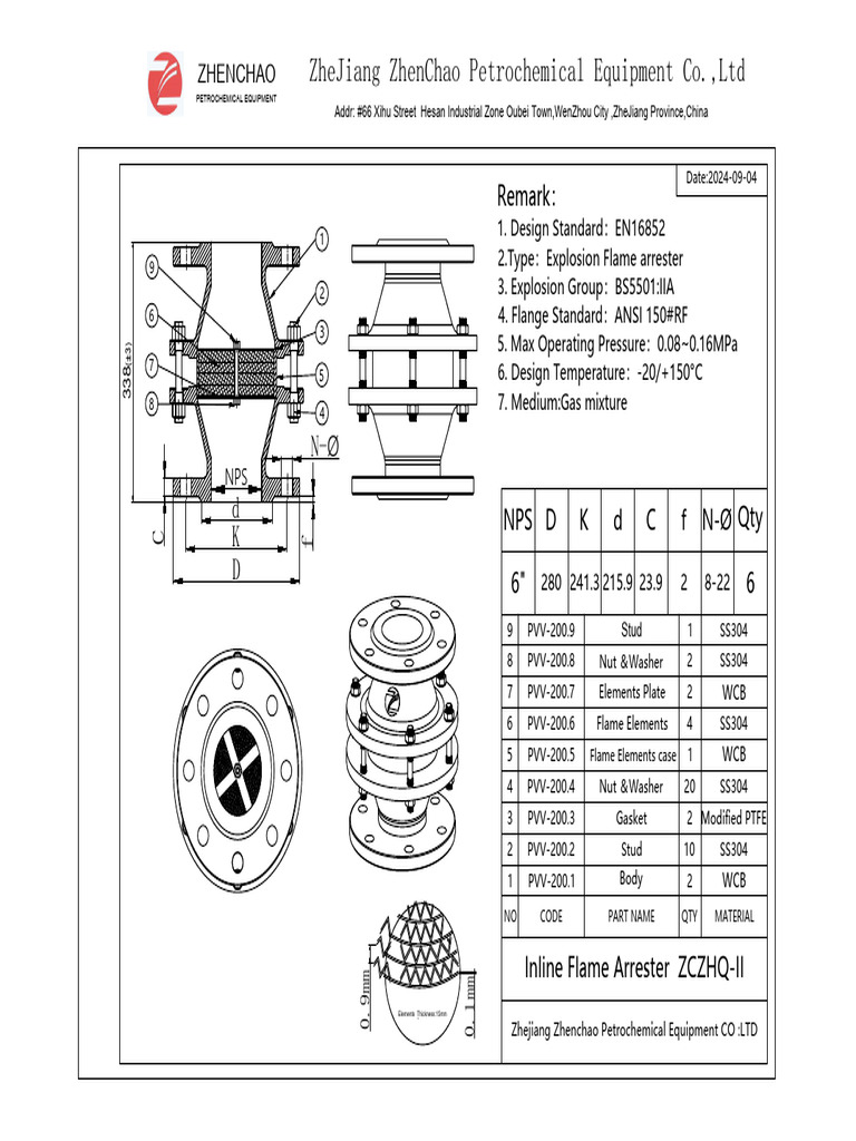 Inline Flame Arrester Drawing | PDF