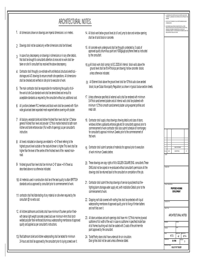 G-106 Architectural Notes | PDF