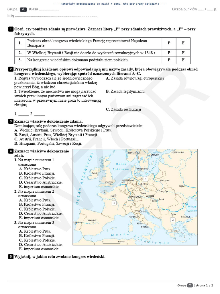 Sprawdzian Z Historii Klasa 7 Dział 1 Wczoraj I Dziś Wczoraj I Dziś - Klasa 7 - Dział 1 - Sprawdzian | PDF