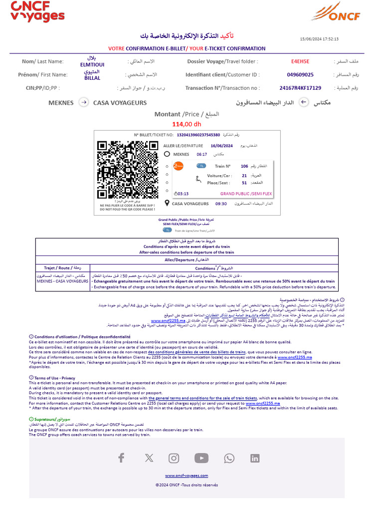 Conditions de vente e-billets ONCF | PDF