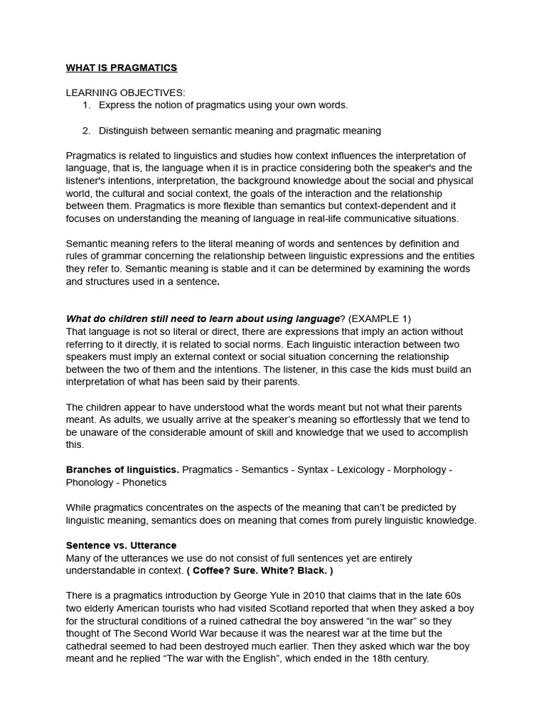 PRAGMATICS | PDF