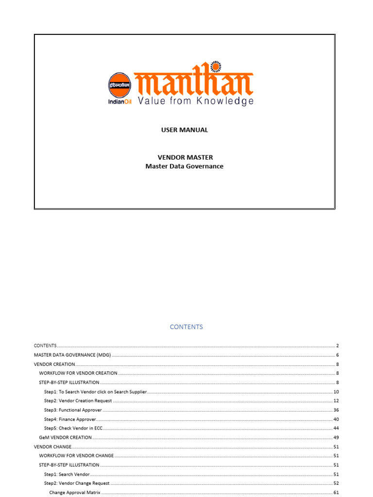 MDG Vendor Master User Manual 20.05.2022 | PDF