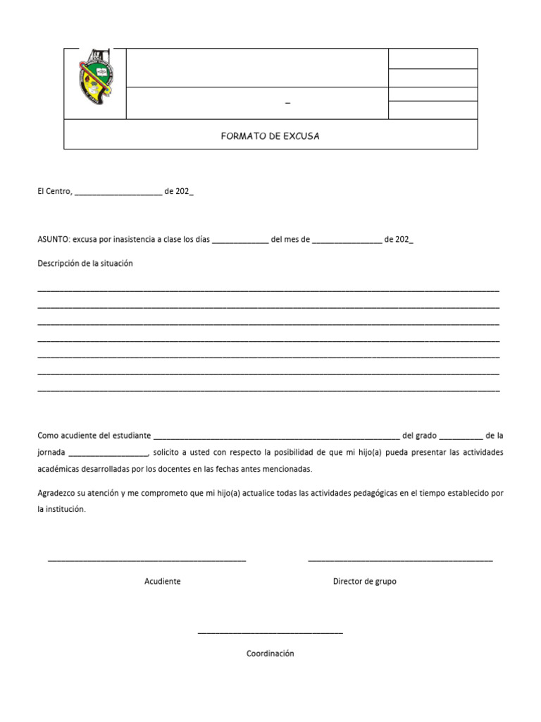 Formato de Excusa | PDF
