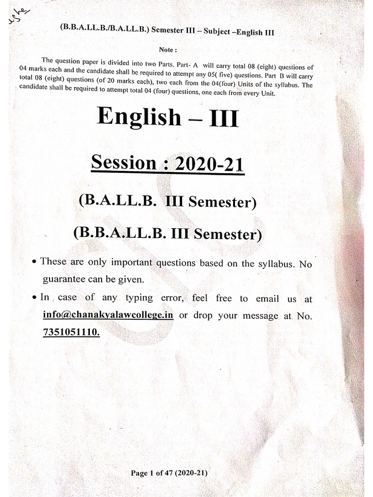 3 Sem English PDF | PDF