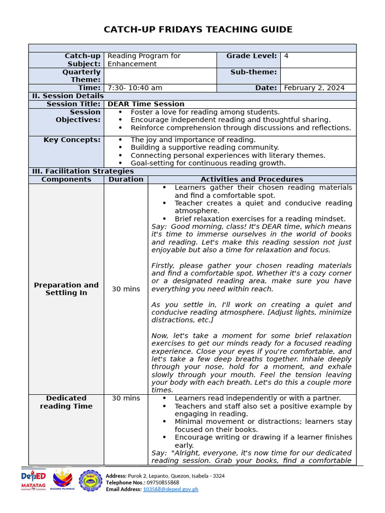 Lesson Plan Catch-Up | PDF