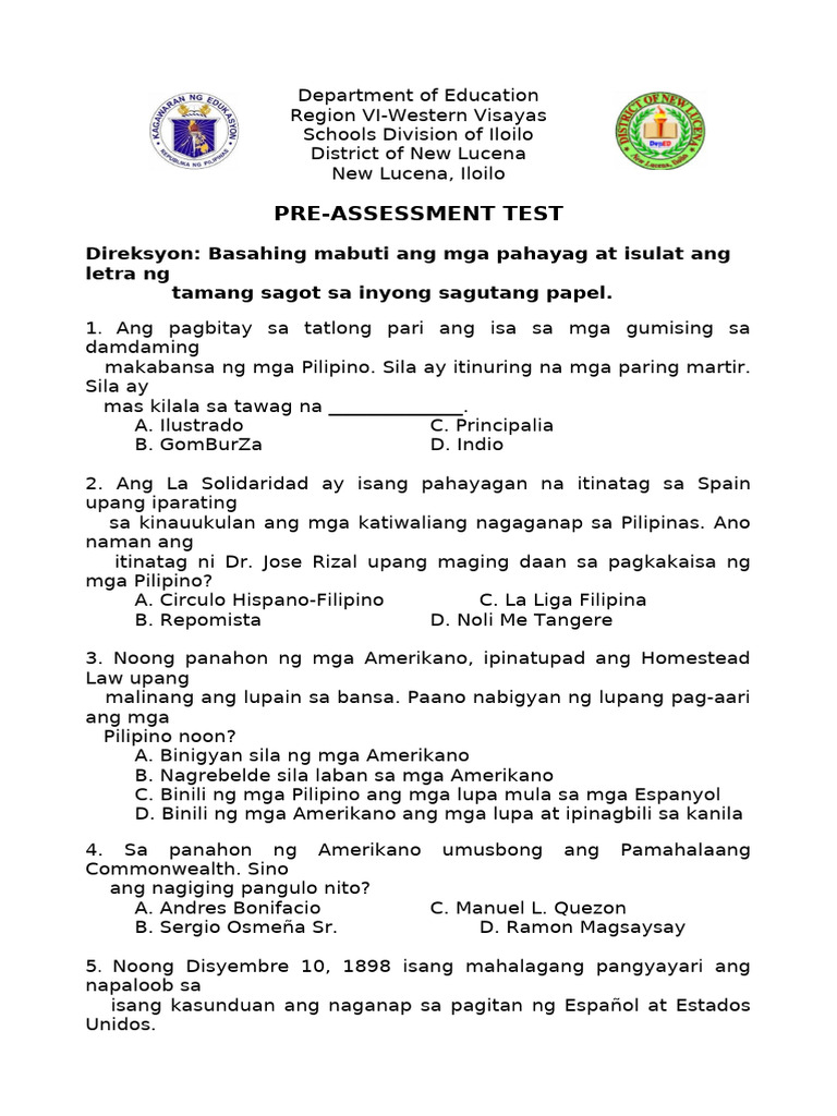 Pre Test Grade 6 Edited A | PDF