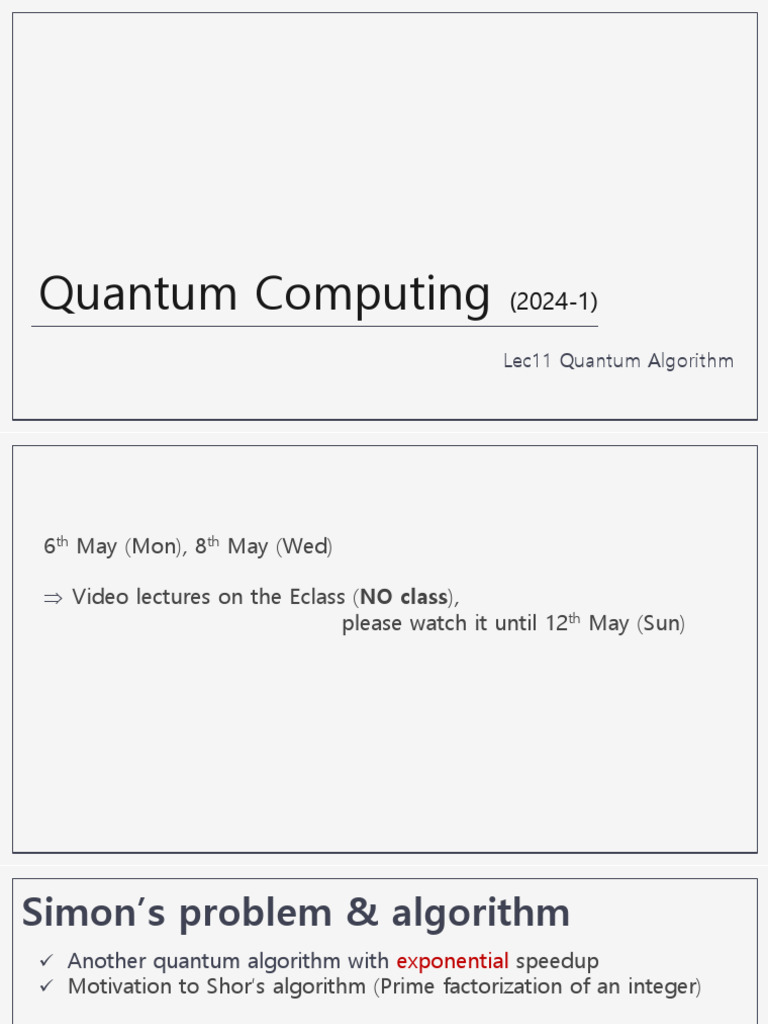 QC - 11 - Quantum Algorithm - 1 | PDF