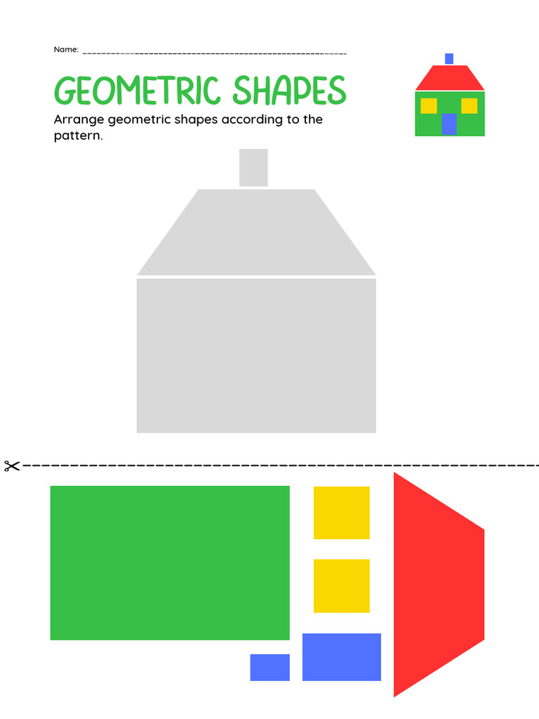 Geometric Shapes Puzzle Worksheet in Colorful Illustrated Style | PDF