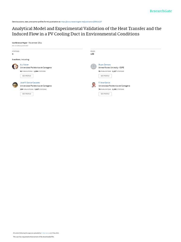 Analytical Model And Experimental Validation Of Th Pdf