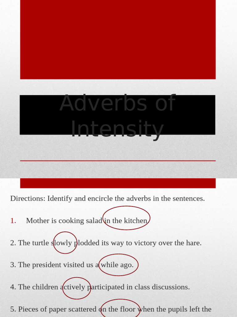Adverbs Of Intensity