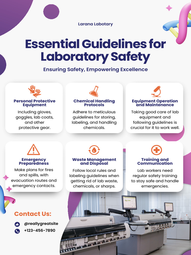 Purple White Modern Essential Guidelines For Laboratory Poster | PDF