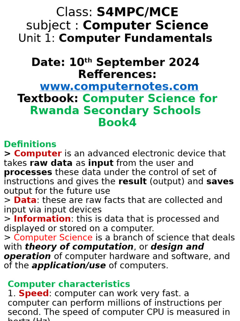 Overview of Computer Classifications | PDF | Personal Computers ...