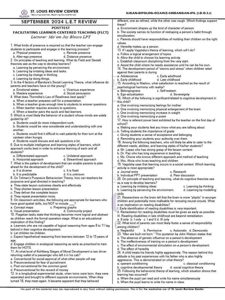 SLRC FLCT Posttest 104417 | PDF