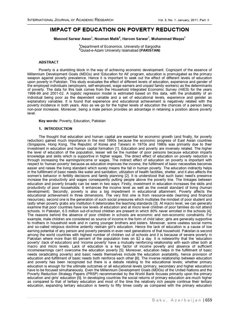 Education's Role in Reducing Poverty | PDF | Poverty | Poverty ...