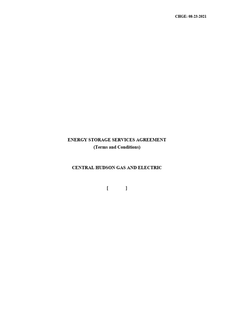 Chge Draft Appendix d1 Energy Storage Services Agreement 2021 | PDF