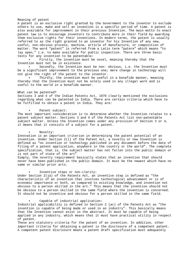 Patent Notes | PDF