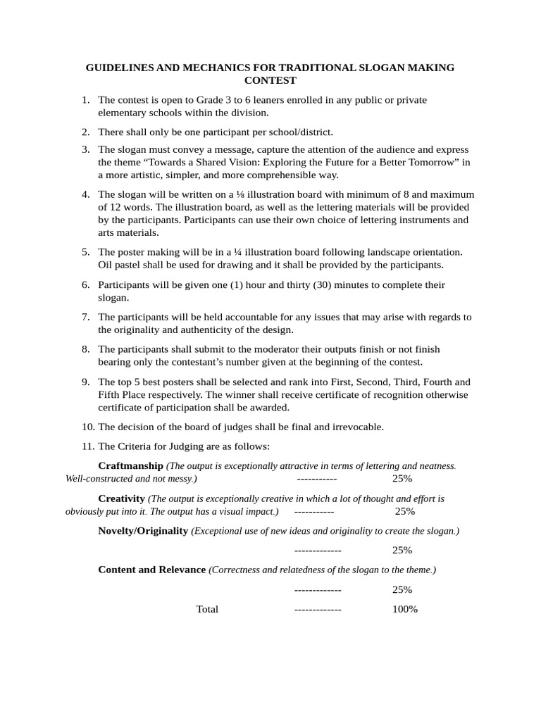 Proposed Guidelines and Mechanics For The Science and Technology Fair ...