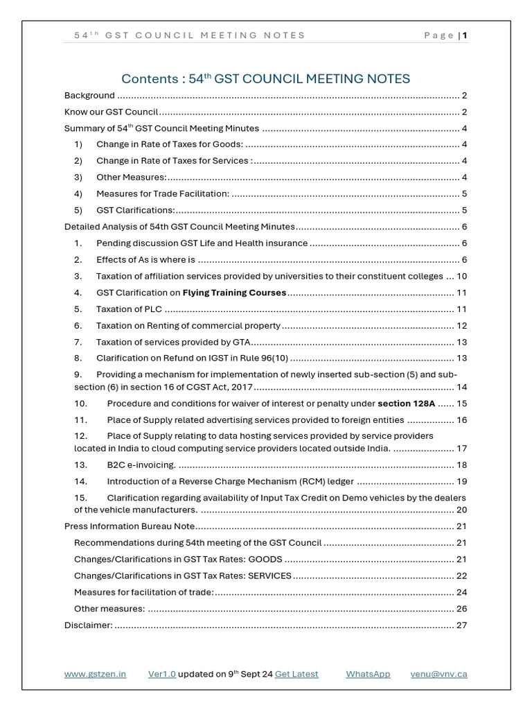 54th GST Council Meeting Summary | PDF | Taxes | Value Added Tax