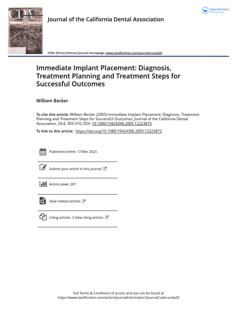 2023 Immediate Implant Placement Diagnosis Treatment Planning and ...