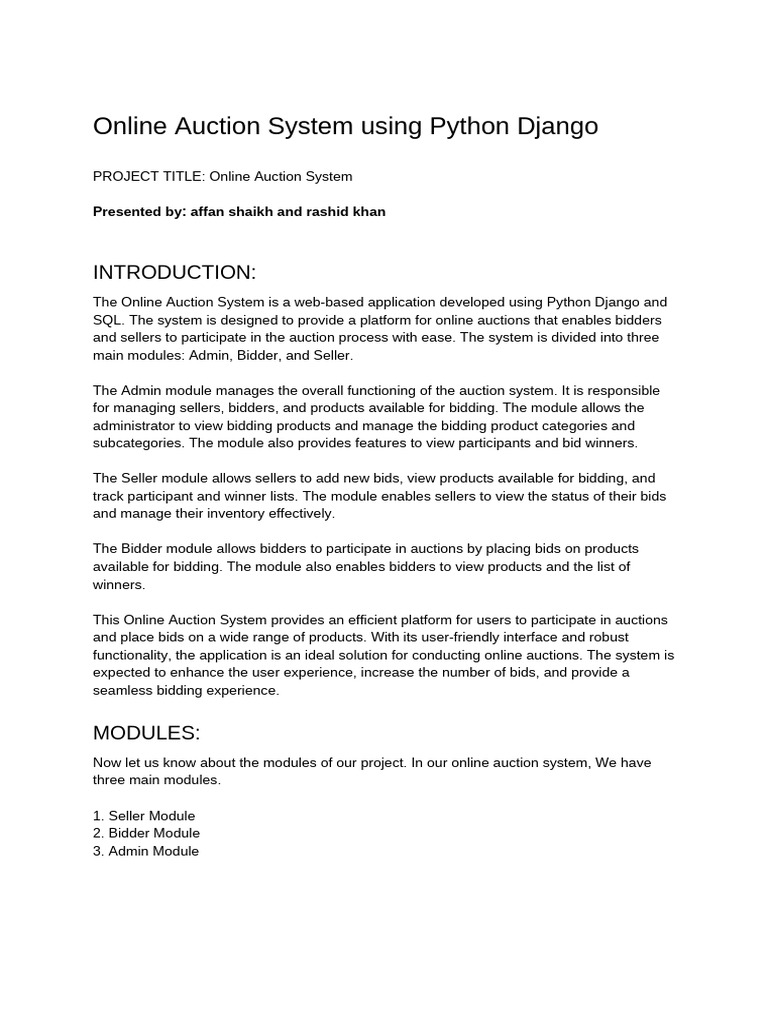 Online Auction System | PDF