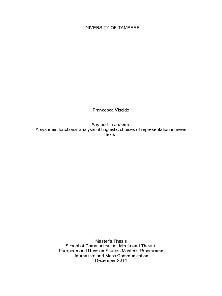 A Systemic Functional Analysis of Linguistic Choices of Representation ...