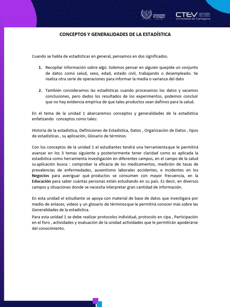 MODULO 1 Estadistica I | PDF