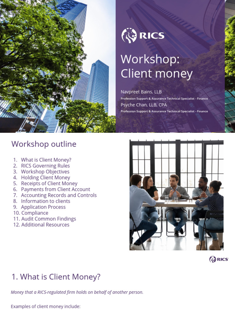 RICS Client Money Workshop | PDF | Banks | Business