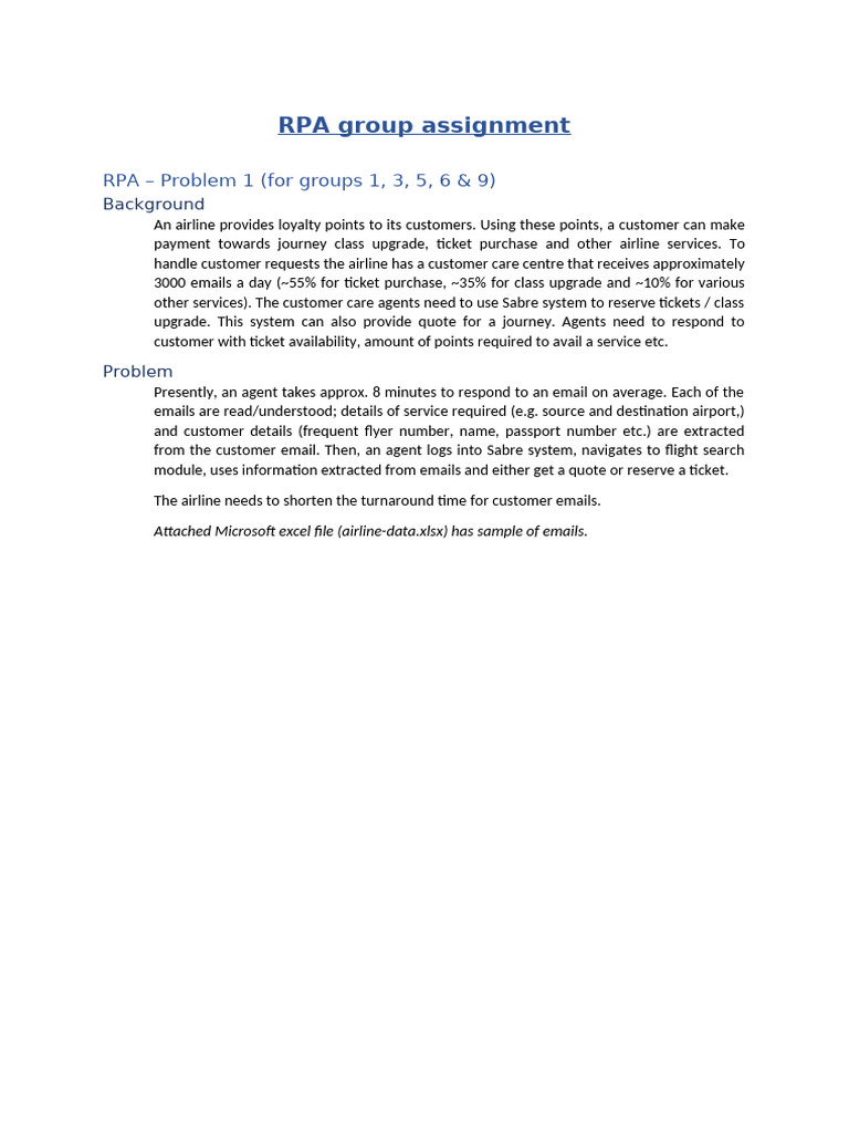 RPA Assignment Problems 2023 | PDF