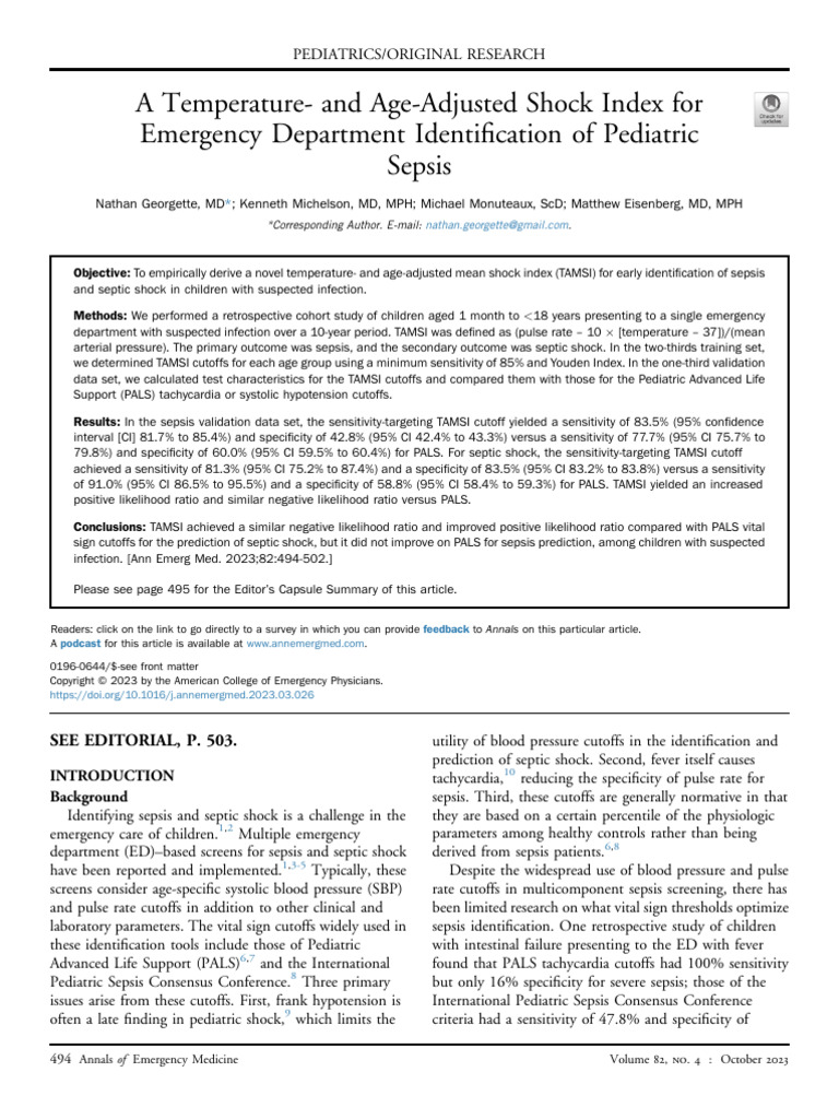A Temperature and Age Adjusted Shock Index For Eme - 240911 - 121234 | PDF