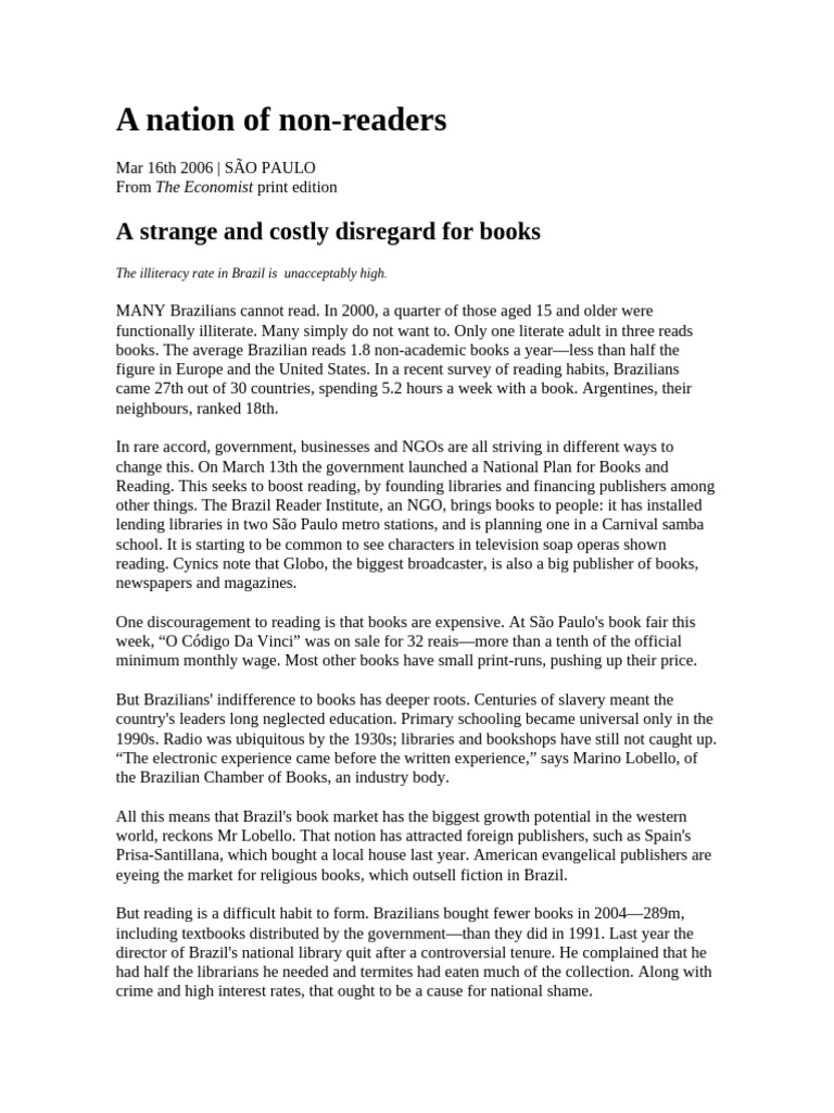 Adv-reading-A Nation of Non-Readers | PDF