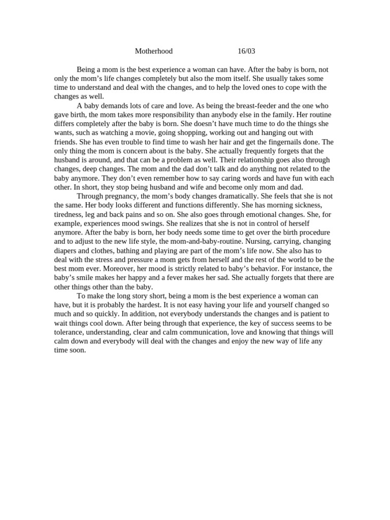 Motherhood Pdf