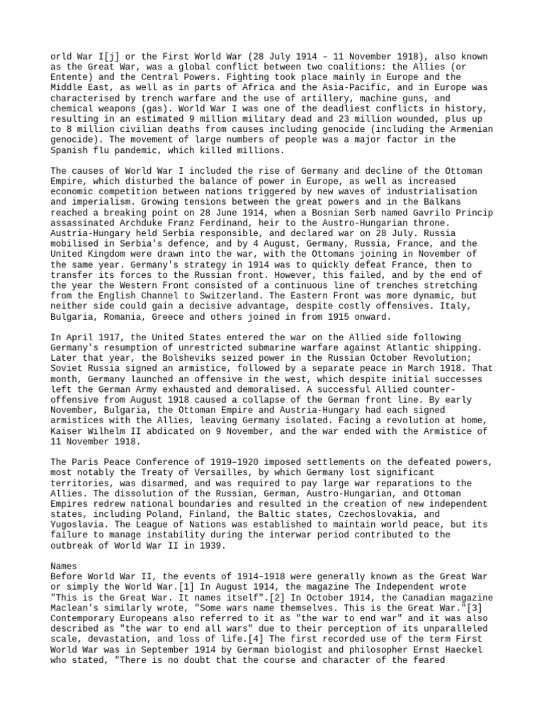 World War 1 | PDF