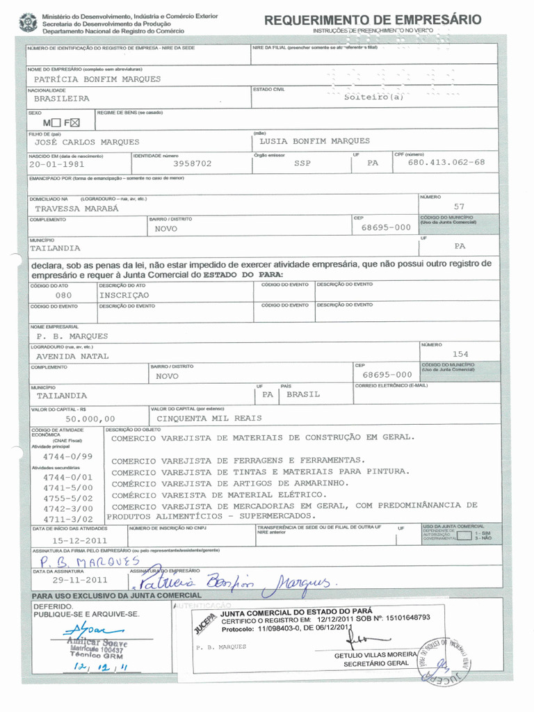 Requerimento de Empresario | PDF