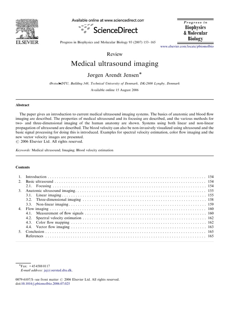 Medical Ultrasound Imaging 2007 Progress in Biophysics and Molecular ...