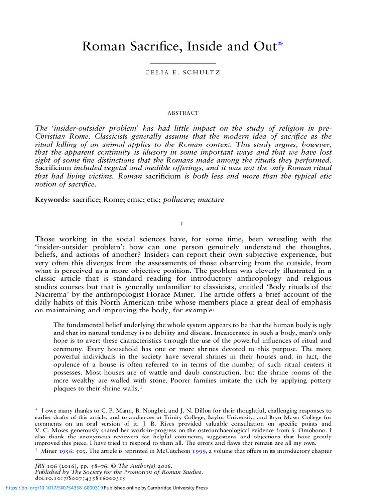 Roman Sacrifice Inside and Out | PDF