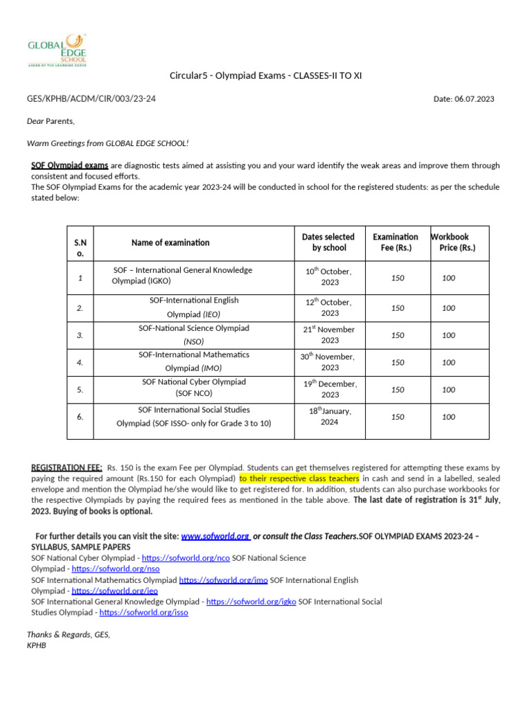 3 SOF Olympiad Circular | PDF